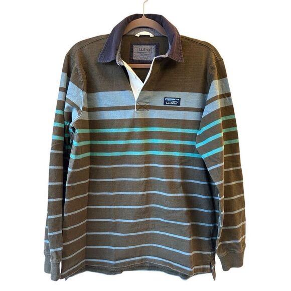 L.L. Bean Vintage Striped Rugby Shirt 90's size S Preppy - Picture 1 of 9